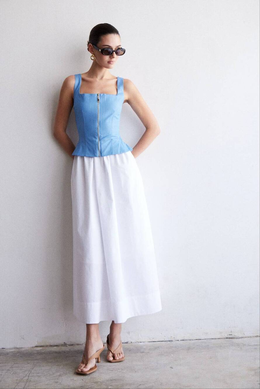 NEW JS71 wells dress in light blue/white